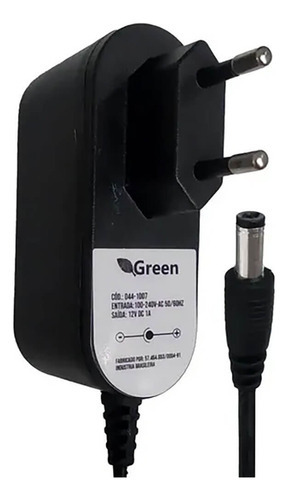 Fonte Tomada Bivolt (110v / 220v) - 12v 1a Plug P4 - Green