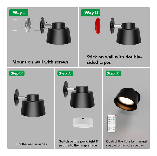 Lámpara De Pared Led Aiboo, Lámpara De Pared Recargable