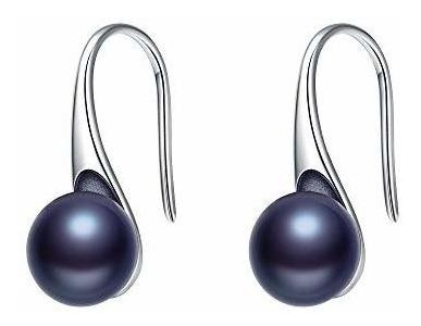 Pendientes De Perlas Para Mujer, Plata De Ley 925 8 Mm Aaa P