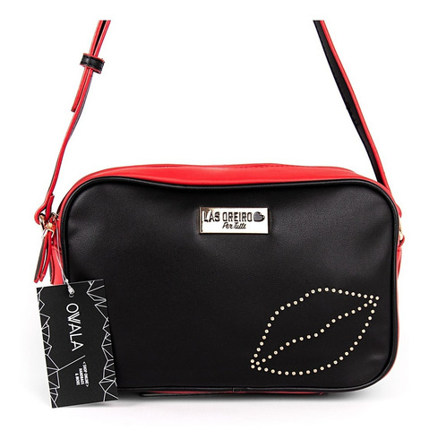 Imagen 2 de 6 de Cartera Bandolera Las Oreiro Morral Mujer Tachas Negra