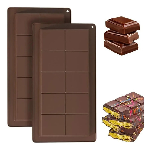 2moldes Silic Profundos For Hacer Barras Chocolate Resiste