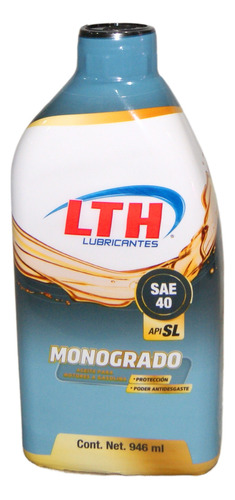 Aceite Lth Monogrado Motor A Gasolina Sae 40 Api Sl 946 Ml