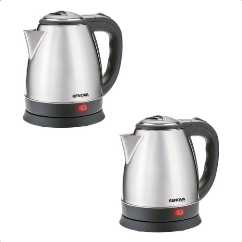 Kit 2 Chaleira Inox Jarra Elétrica 1,8 Litros 1500w Kettle