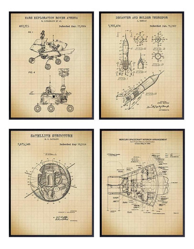 Nasa Space Exploration Patent Art Prints - Vintage Wall Art.