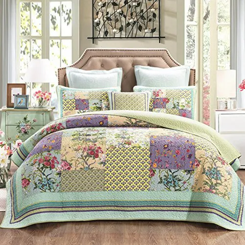 comprar Colcha De Retazos Reversible Para Cama Queen - Estampado Flo