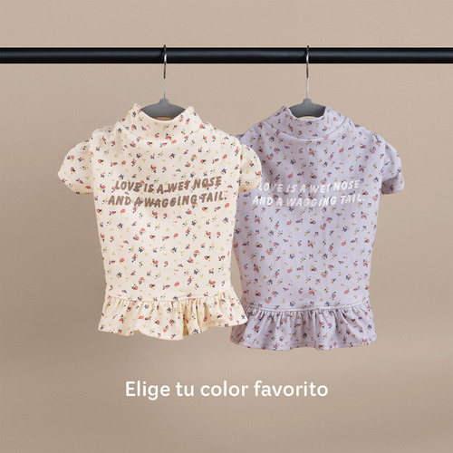 Playera Camiseta Perro Mediano Ropa Mascota Esquimal Pets Color Flores lila