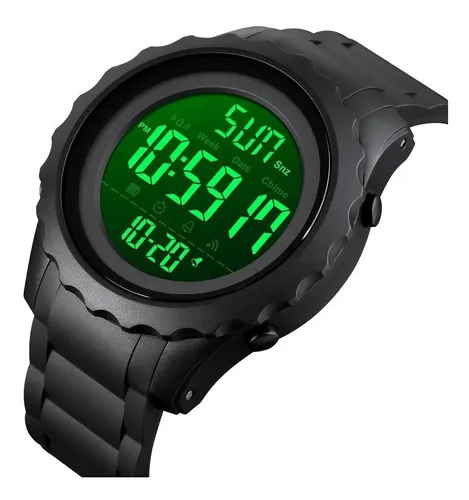 Reloj Hombre Skmei 1624 Digital Crono Alarma Timer Luz Negro
