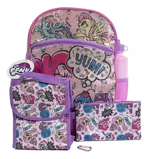 Mochila Little Pony Set 5 Original Lonchera Vaso