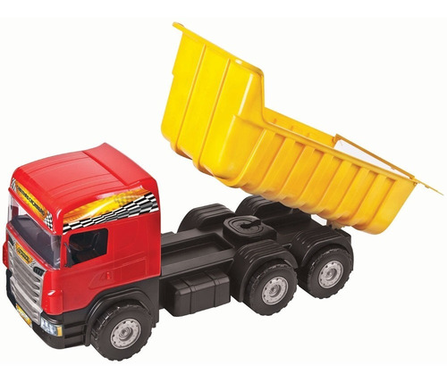 Caminhão Super Caçamba Vermelho Com Pá E Rastelo Magic Toys