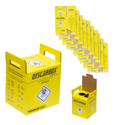 Caixa Coletora Material Perfurocortante Descarbox 1,5 L 10un