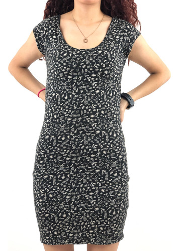 Vestido Sin Marca De Color Gris Talle S (Usado)