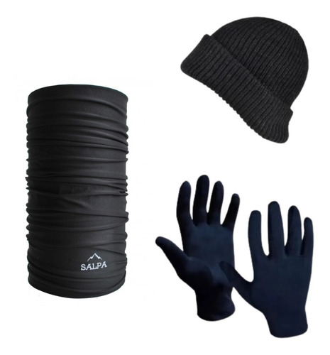 Combo Invierno! Cuello Multiuso Black + Gorro Lana + Guante