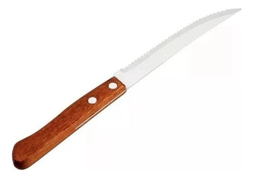 Cuchillo de mesa de acero inoxidable con mango de madera de 20 cm
