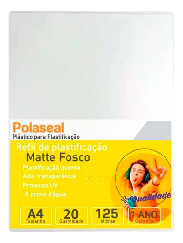Polaseal Plástico Para Plastificação Fosco A4 0,05mm 20un