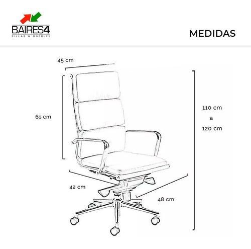 Imagen 8 de 8 de Sillón Gerencial Zaphiro Alto Homeoffice | Contado