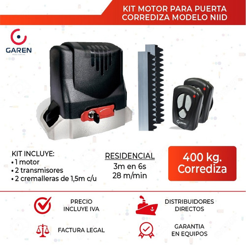 Imagen 1 de 5 de Motor Garaje Y Abatible. Corredizo 400kg 1000kg Garen Wifi