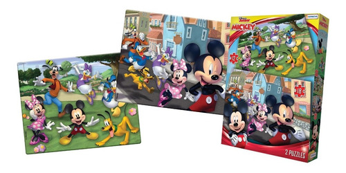 Rompecabezas 2 Puzzle 12/18 Piezas Personaje Mickey Disney 