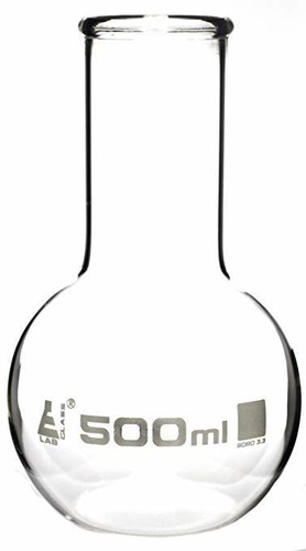 Frasco De Ebullición, 500ml - Vidrio Borosilicato - Fondo Pl