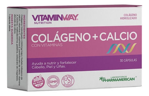 Colageno + Calcio Con Vitaminas A C Y E 30 Caps Vitamin Way Sabor Neutro