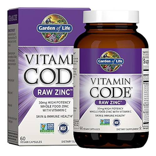 Garden Of Life Vitamin Code Raw Vegan Zinc Capsules, 30mg Hi