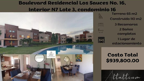 Casa En El Estado De Morelos, Col. Villa Morelos Segunda Sección,  Boulevard Residencial Los Sauces No. 16, Interior N7 Lote 3, Condominio 16,  Cuenta Con Alberca.  Nb10-za