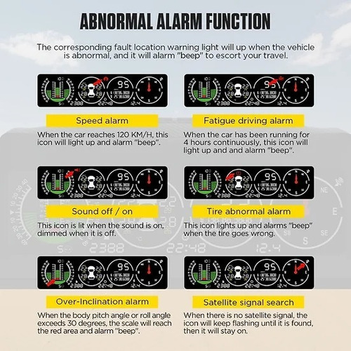 Medidor De Pendiente Gps Tpms X91 Autool Hud 3 En 1