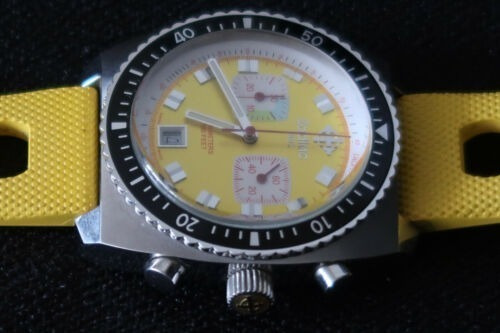 Reloj Zodiac Acero Sea Dragon Crono Amarillo 100 M Impecable