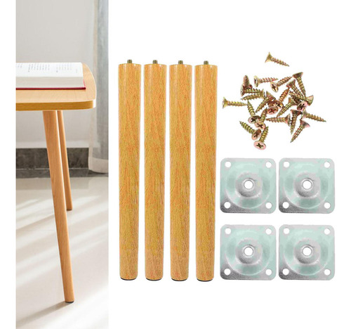 Conjunto De 4 Pernas De Madeira Para Móveis - Design 40cm