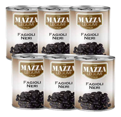 Combo 6 Latas Porotos Negro Mazza Alimentari X 400grms