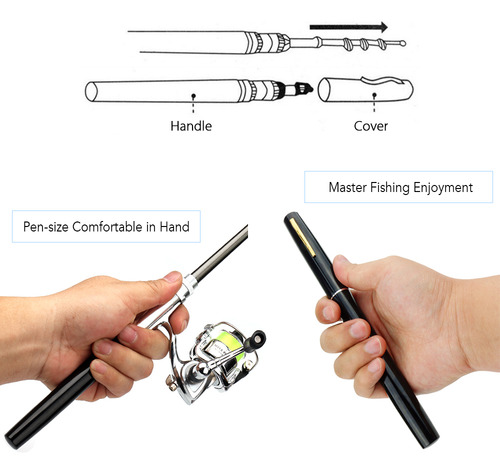 Caña De Pescar Telescópica Combo Carrete Mini Pluma Kit