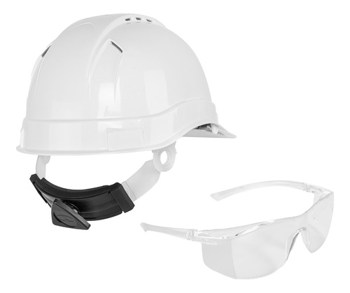 Casco De Seguridad Blanco + Lentes De Seguridad Trans,truper