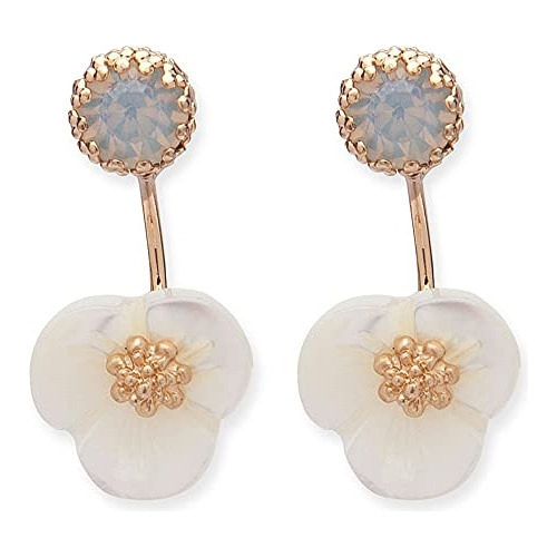 Aretes Flor Blanca Para Mujeres