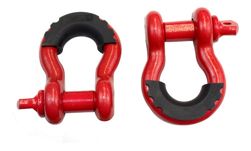 Imagen 1 de 4 de Grilletes Rojo Para Arrastre Tiron 3/4 Jeep Wrangler Rubicon Con Aislante 2 Piezas