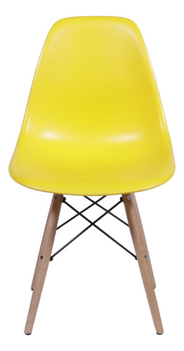 Cadeira de jantar BoxBit DKR Eames base madera, estrutura de cor  amarelo, 1 unidade
