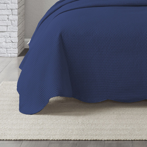 Colcha Cobre Leito Solteiro Milão 3 Peças Corttex Cor Azul-escuro