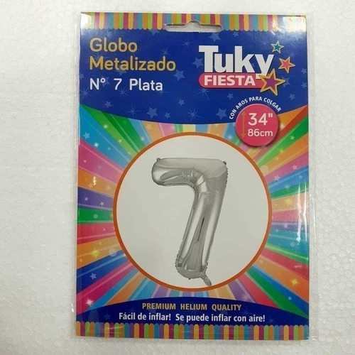 1 Globo Metalizado Numeros 34 Pulgadas Tuky 