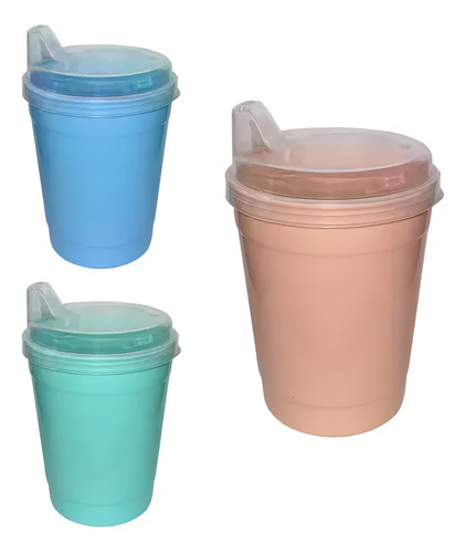 Conjunto Copo Infantil Escola C/ Bico De 3 Peças 250 Ml