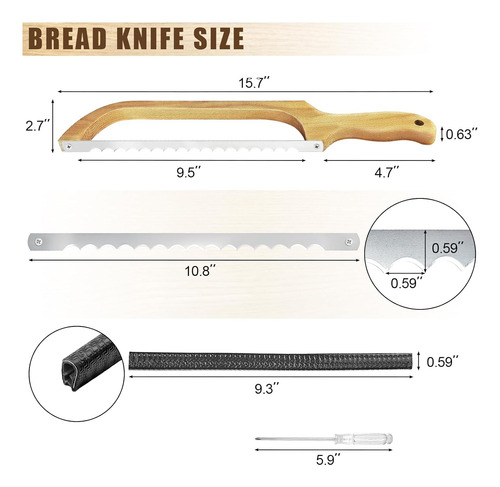 Cuchillo De Pan, Cuchillo De Madera De 16 Pulgadas, Cuchillo