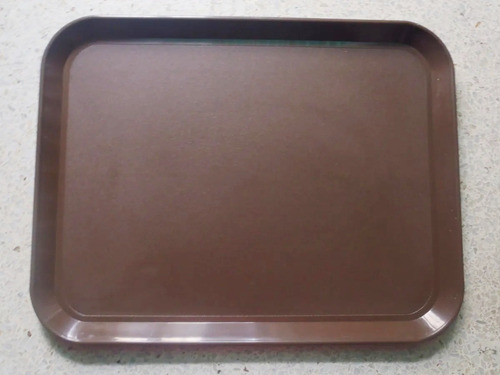 Bandeja Grande Rectangular Plastica De Fibra Marron 44x34 Cm