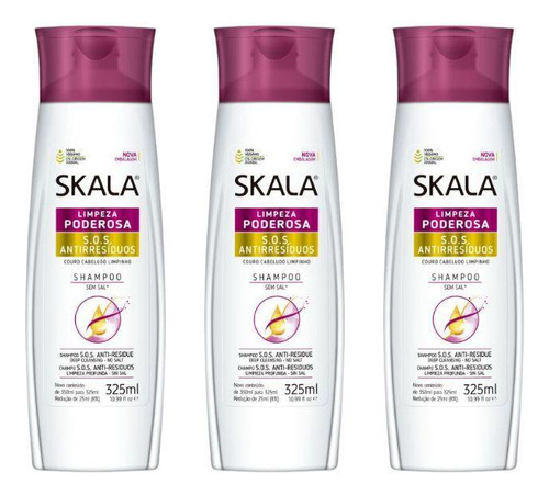 Shampoo Skala Antiresiduos 325ml - Kit Com 3un
