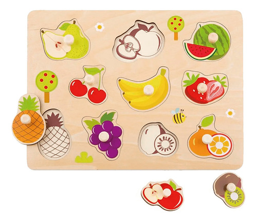 Juego Didáctico De Madera Tooky Toy Puzzle De Frutas