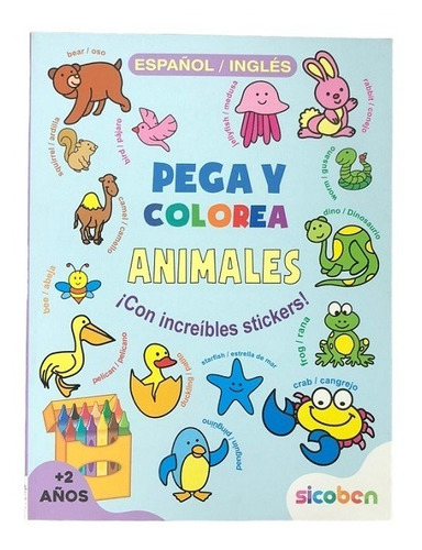 Libro Pega Y Colorea En Español-ingles Sicoben