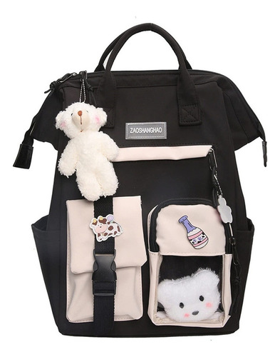 Mochila Impermeable Mujer Kawaii Coreano Negro