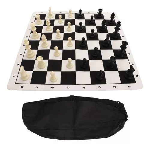 Conjunto de Peças de Xadrez, Jogo de Xadrez Internacional Portátil Com  Tabuleiro de Xadrez de Plástico PS de Duas Cores 32 Peças de Xadrez e Bolsa  de