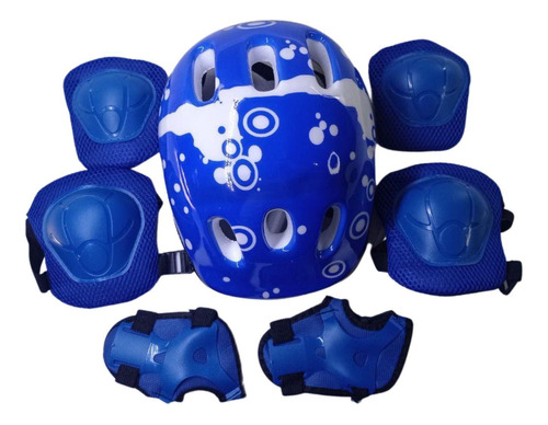 Kit Proteção Infantil Capacete Joelheira Cotoveleira Azul