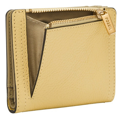 Cartera Plegable Mujer Fossil Logan De Piel Amarillo