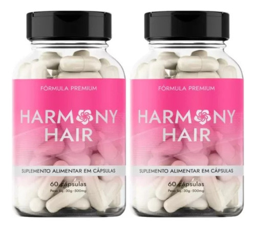 2 Potes Harmony Hair Total 120 Cápsulas - Original Sem Sabor