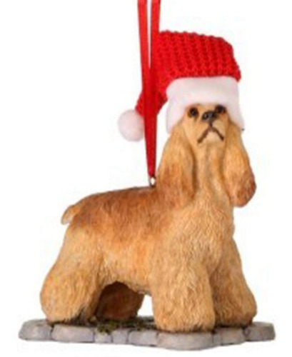 Adorno Navidad Cocker Spaniel Sombrero Papa Noel Decoracion