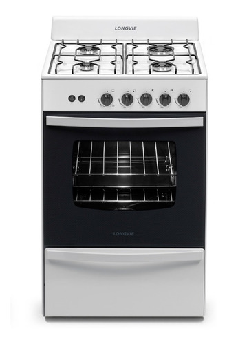 Imagen 2 de 3 de Cocina A Gas Longvie 12331b 56cm Blanca Cajón Parrilla