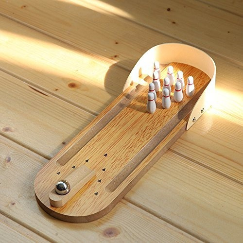 Imagen 6 de 8 de Shindel Mini Boliche De Madera, Juego Para Mesa De Escritori